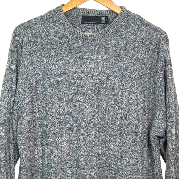 Vtg Bill Blass Size Large Heather Blue Cotton Blend Hand Framed in USA Sweater - Picture 2 of 8